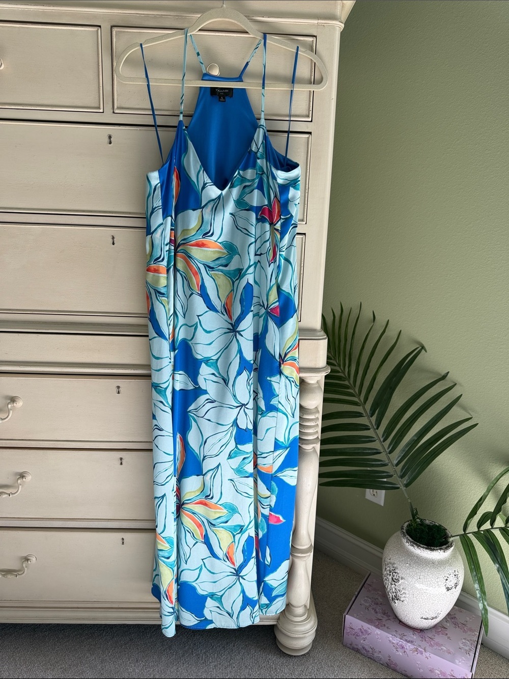 Blue Floral Slip Maxi Dress S